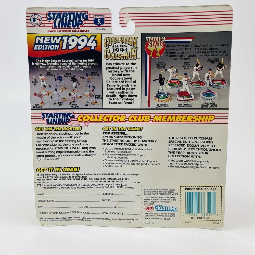 1994 Starting Lineup Cal Ripken Jr Orioles With Trading Card
